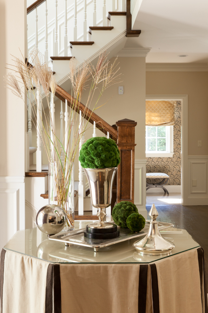 Alternate view of entryway from the dining room. Kim also designed the bathroom in the background