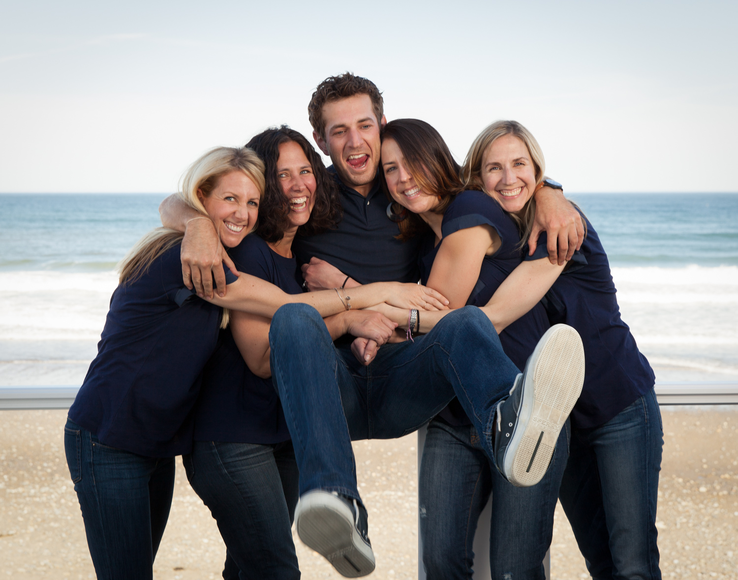 Karen and Dick's five kids being silly together for our last photo of the day