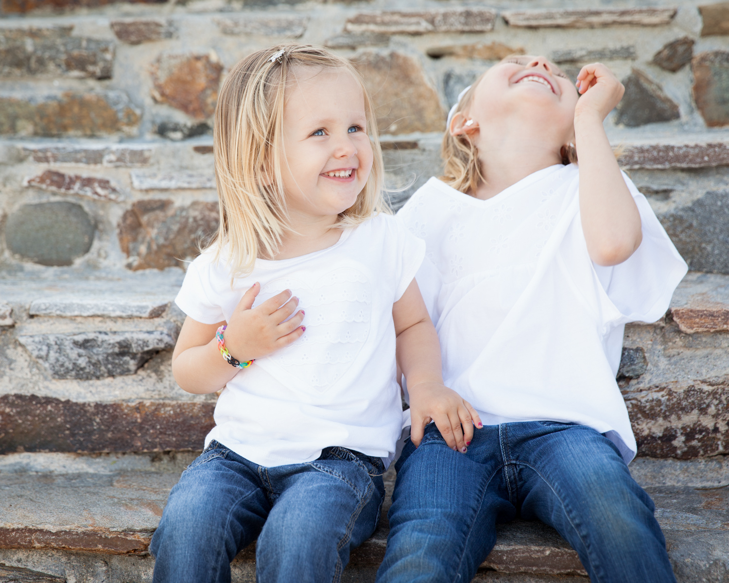 Erin's two little girls at last year's family portrait on Rye Beach