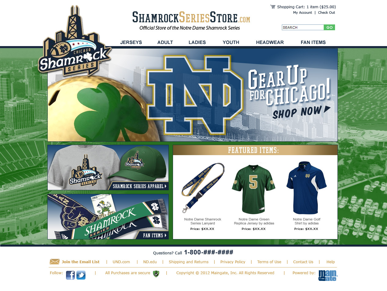 Webstore Concept for Notre Dame Shamrock Series