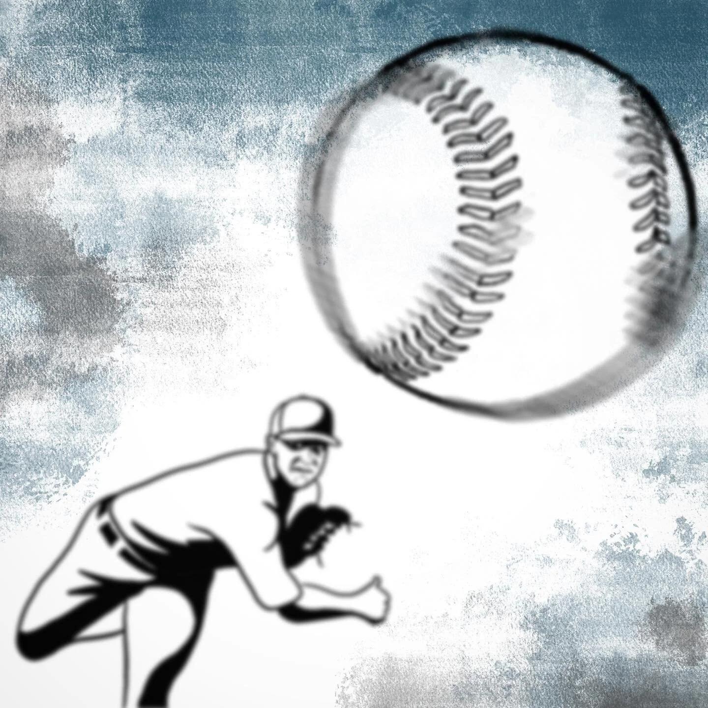 The #inktober magic word is THROW ⚾️
This is my second time using @procreate I&rsquo;m starting to get some of the basics down. Tried to make good use of the blur effects. 
.
#procreate #art #design #baseball #mlbplayoffs #octoberbaseball #playoffs #