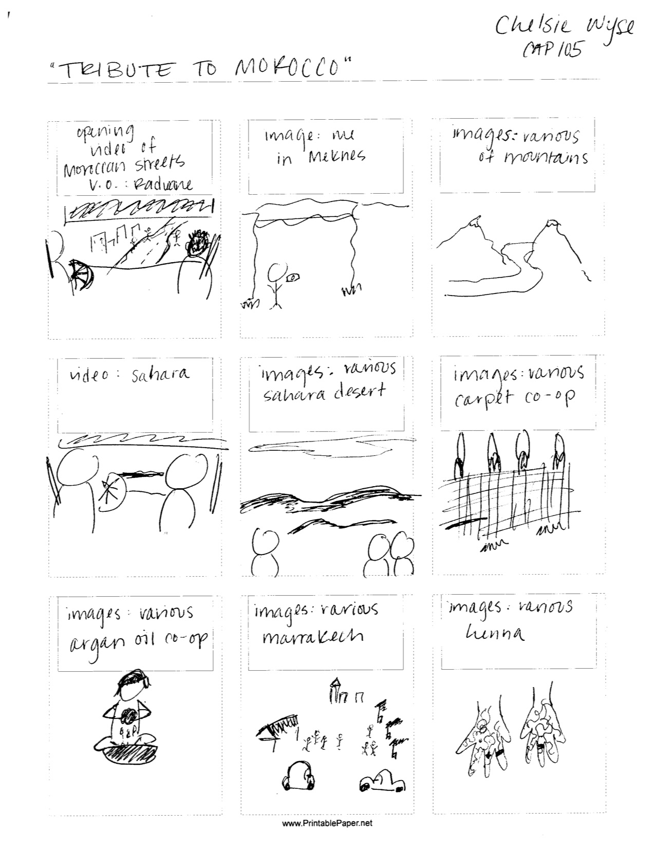 "Tribute to Morocco" storyboard