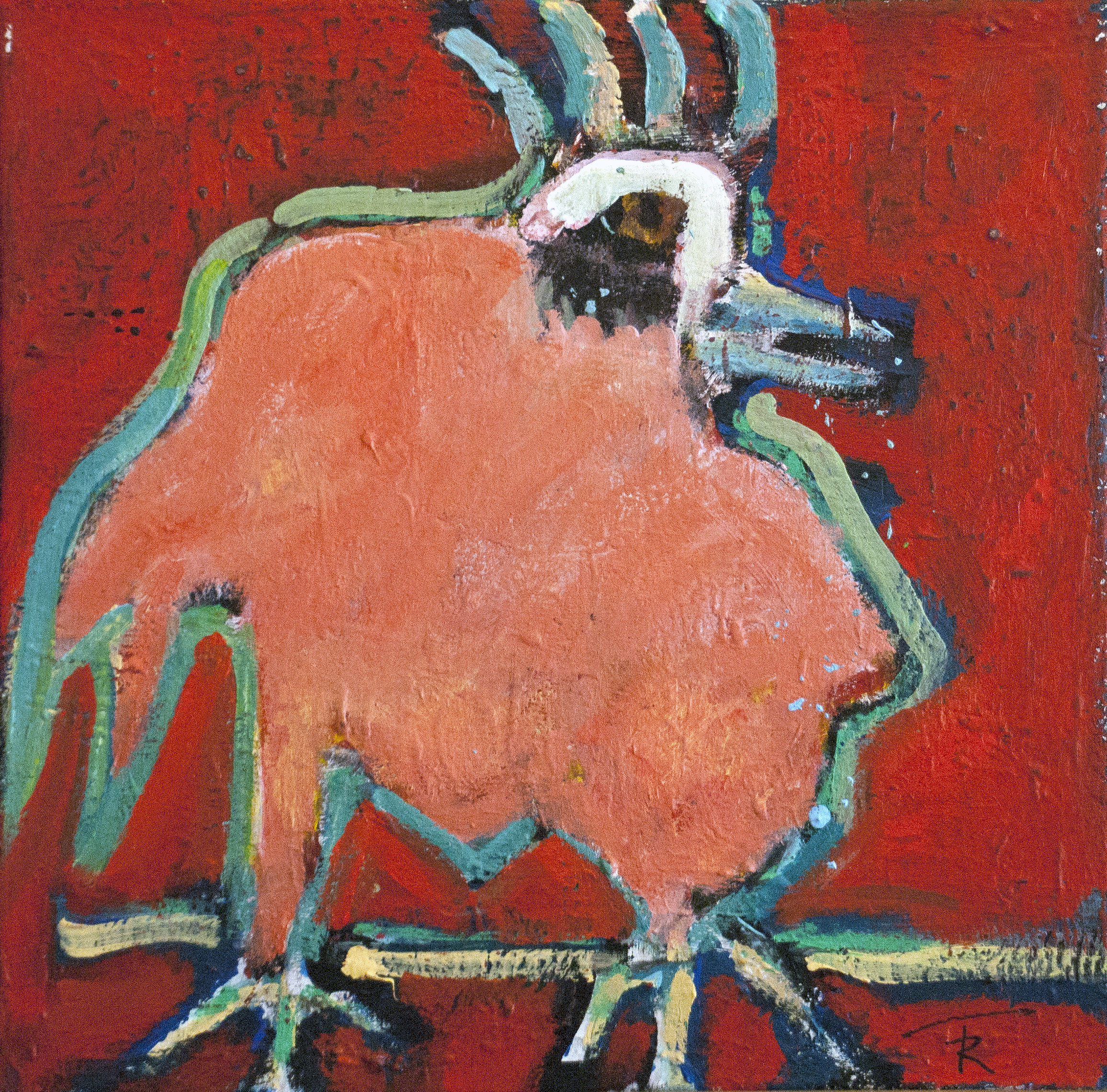 "Gallo de Cielo Rides Again"  16x16  $1200