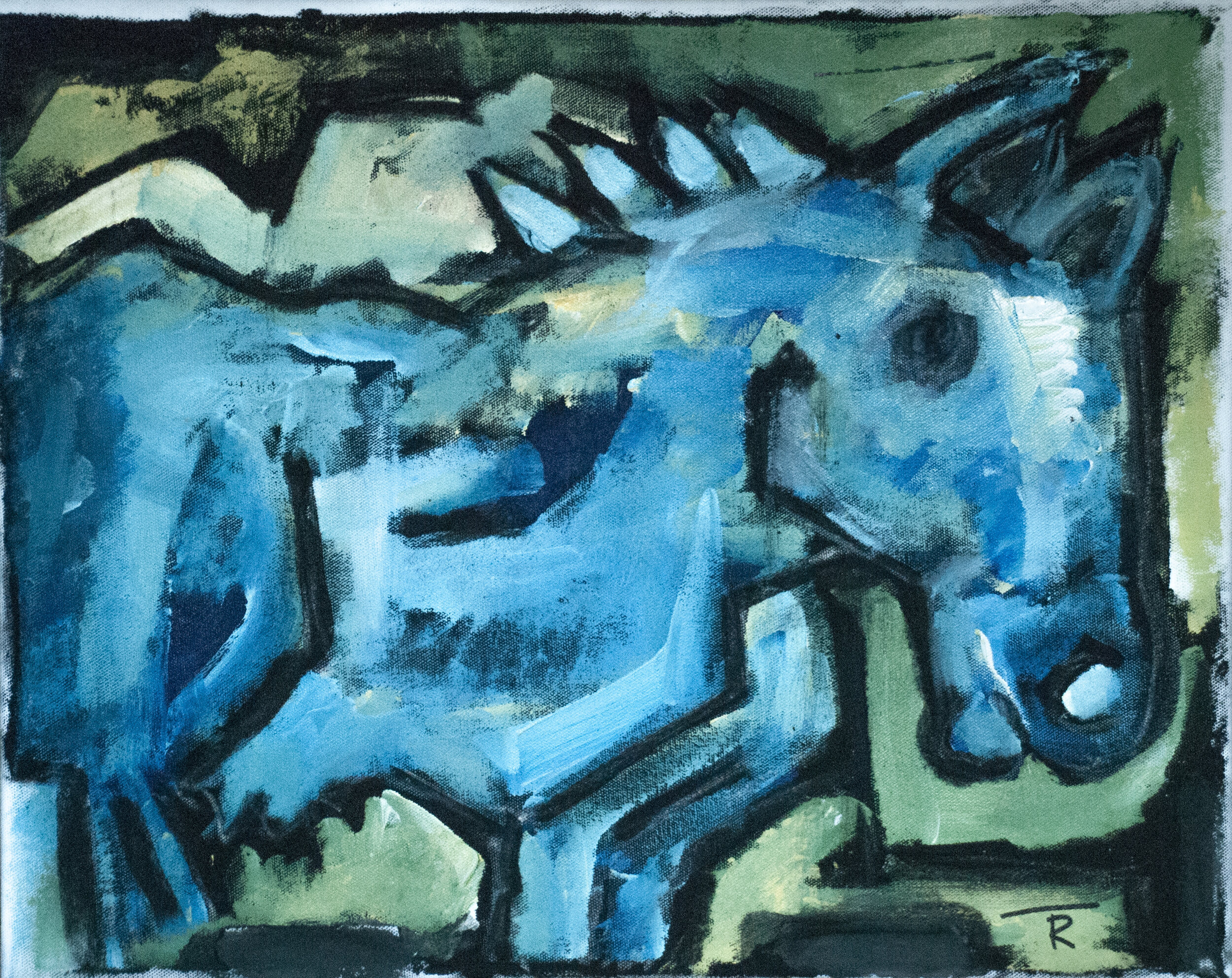 "Blue Horse Gone Wild" 16x20