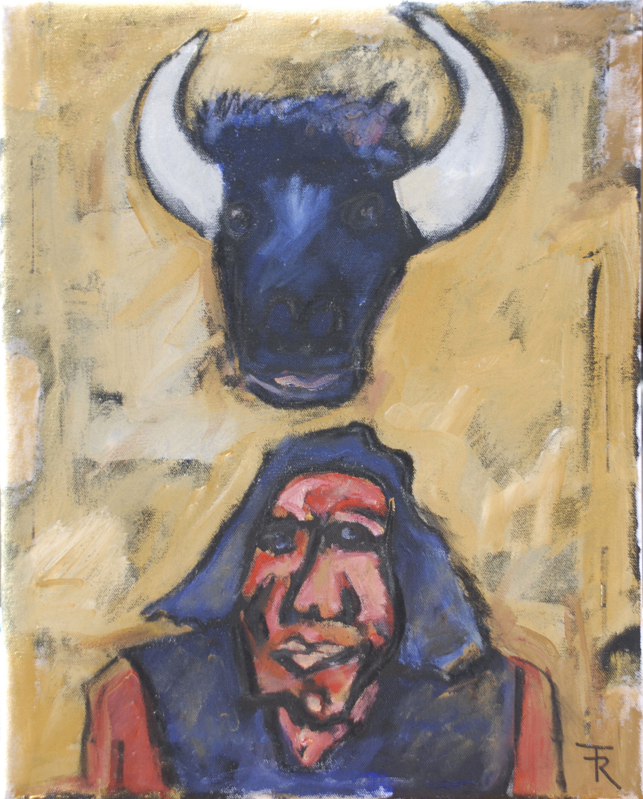 "Buffalo Man - Homage to Fritz Scholder "  20x16  $1400