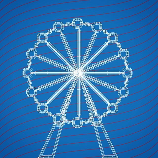 Ferris wheel &ldquo;blueprint&rdquo; I made as part of a work project a few months ago. 
#ferriswheel #blueprint #design #graphicdesign #graphicdesigner #illustration #digital #illustrator #adobe #adobeillustrator #photoshop #3d #hoshtag