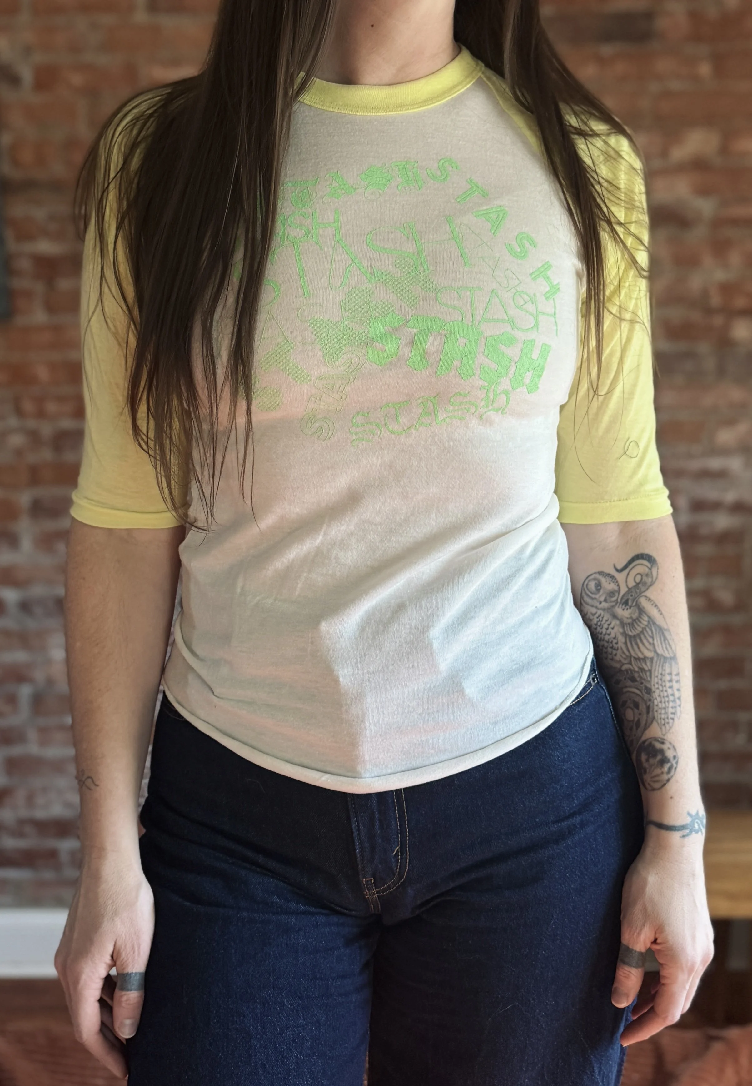 Size XS • Yellow + Neon BBall Ringer Tee