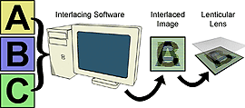 Interlacing is a process of using a sequence of images for animation effects, or views for 3D effects, and arranging them in order.