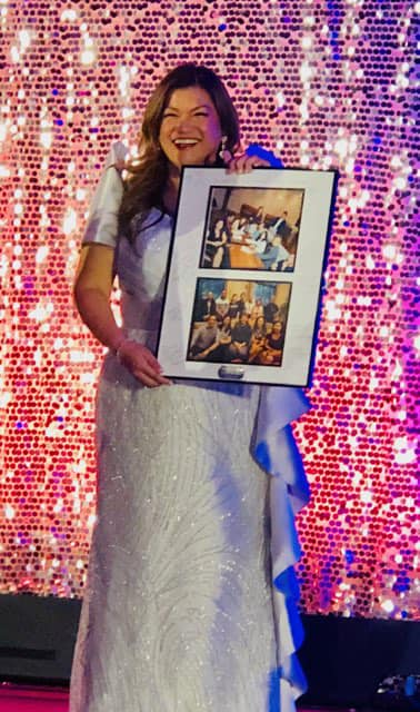PACC-DC President Cristina Sison accepting a token of appreciation gift at the gala.