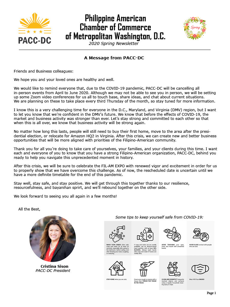 PACC-DC 2020 Spring Newsletter