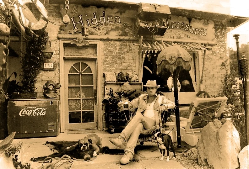 Darrell Hazen in front of Hidden Treasures, circa 1994.