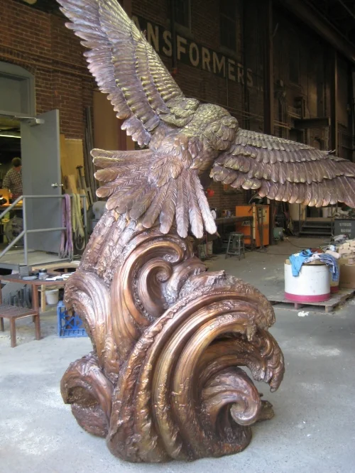 Finished sculpture at foundry