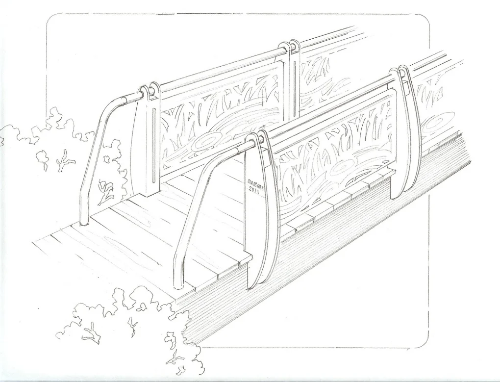 Drawing of bridge railings