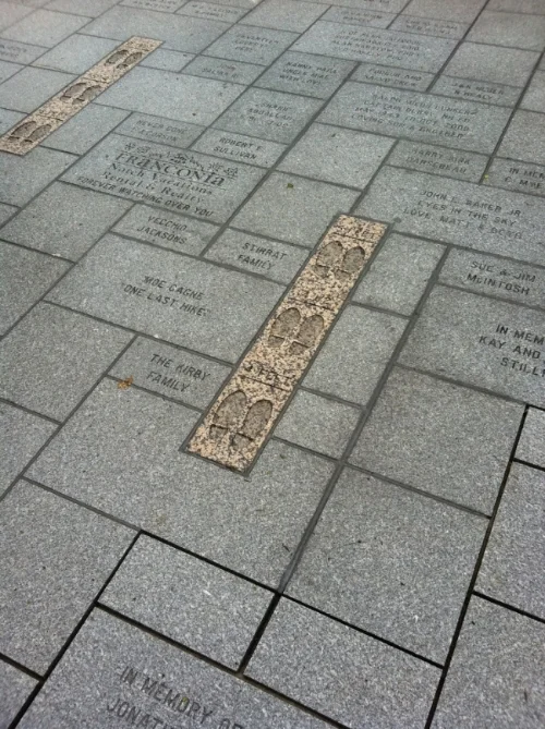  Standing markers to view the Old Man of the Mountain's face 