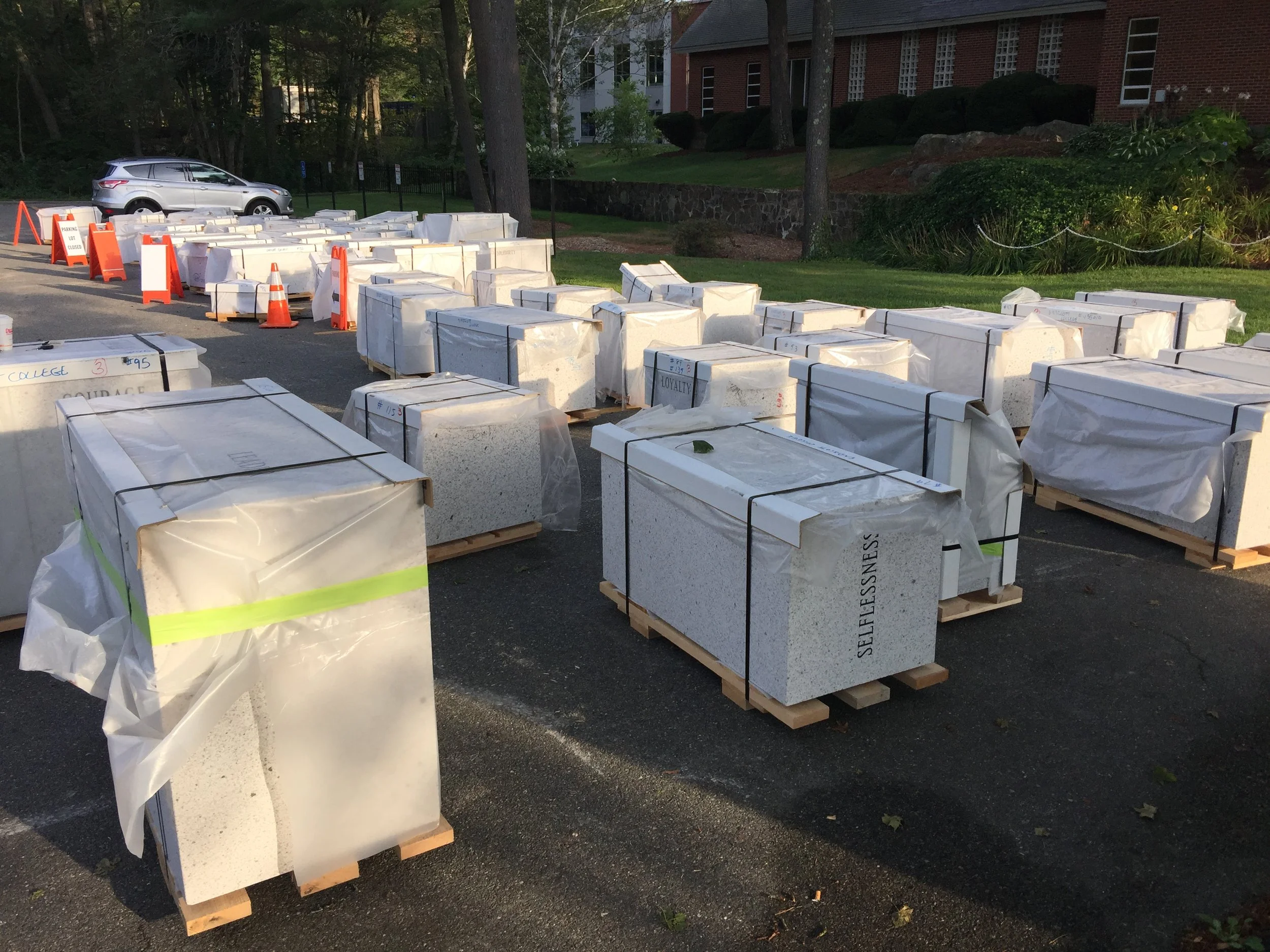  Granite blocks delivered to Endicott College 