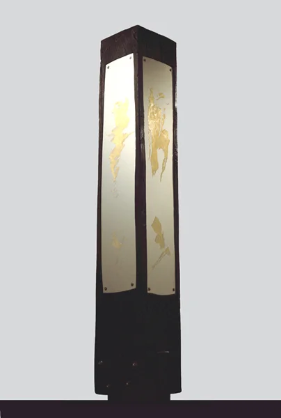 Fragment Marker I wood, aluminum, acrylic, steel 77'' x 12'' x 12'' (base: 21'' x 60'' x 60'') 2002