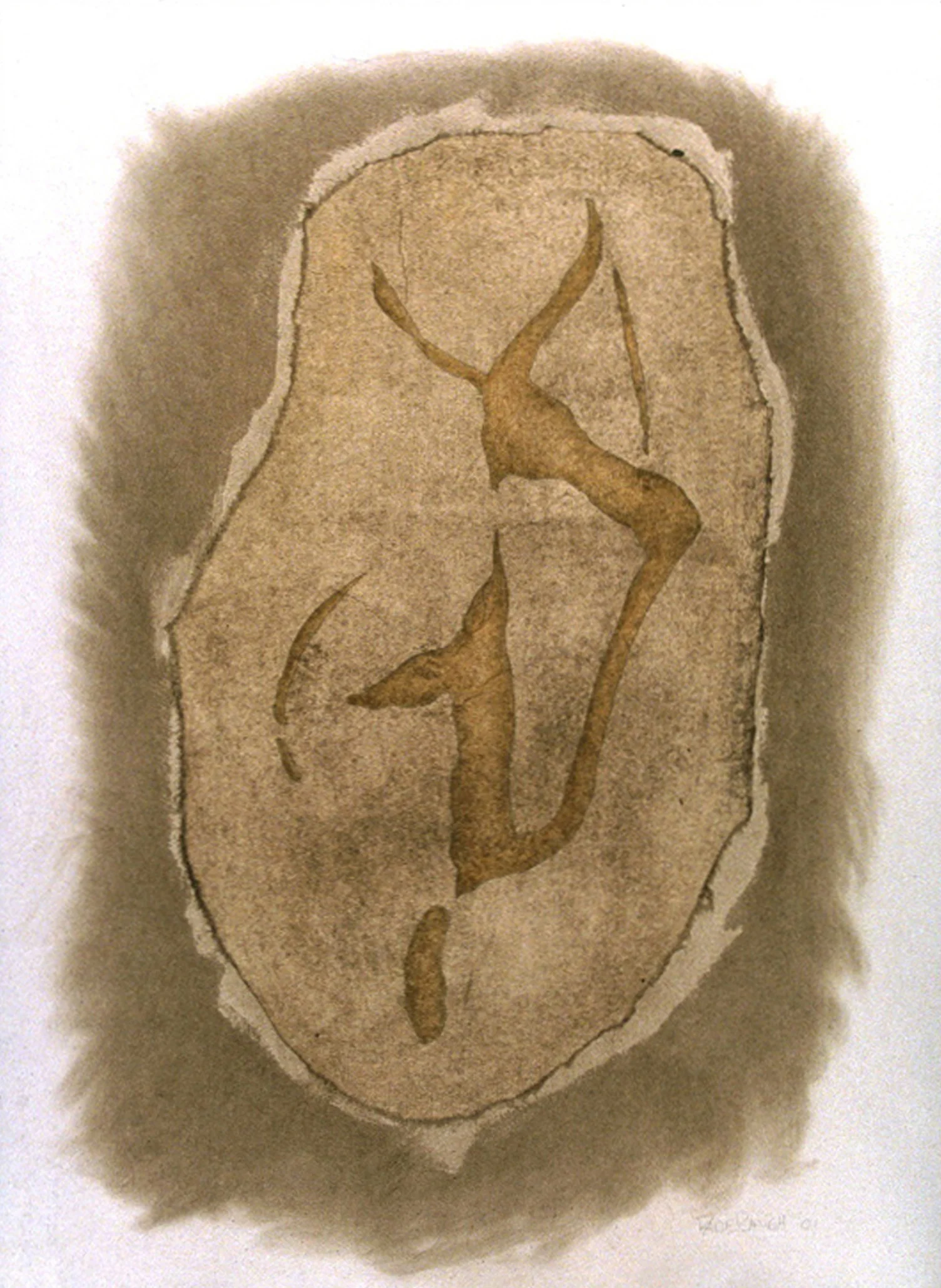 Alberta Fragment 23 pigment/acrylic/paper on canvas 32'' x 24'' 2001