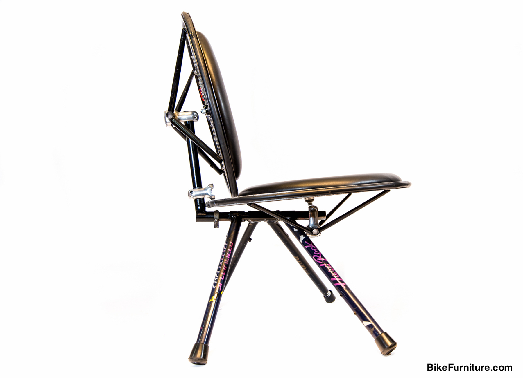 Stuffed 2 Chair made with bicycle frame tubes and wheels - Dining or Lounge
