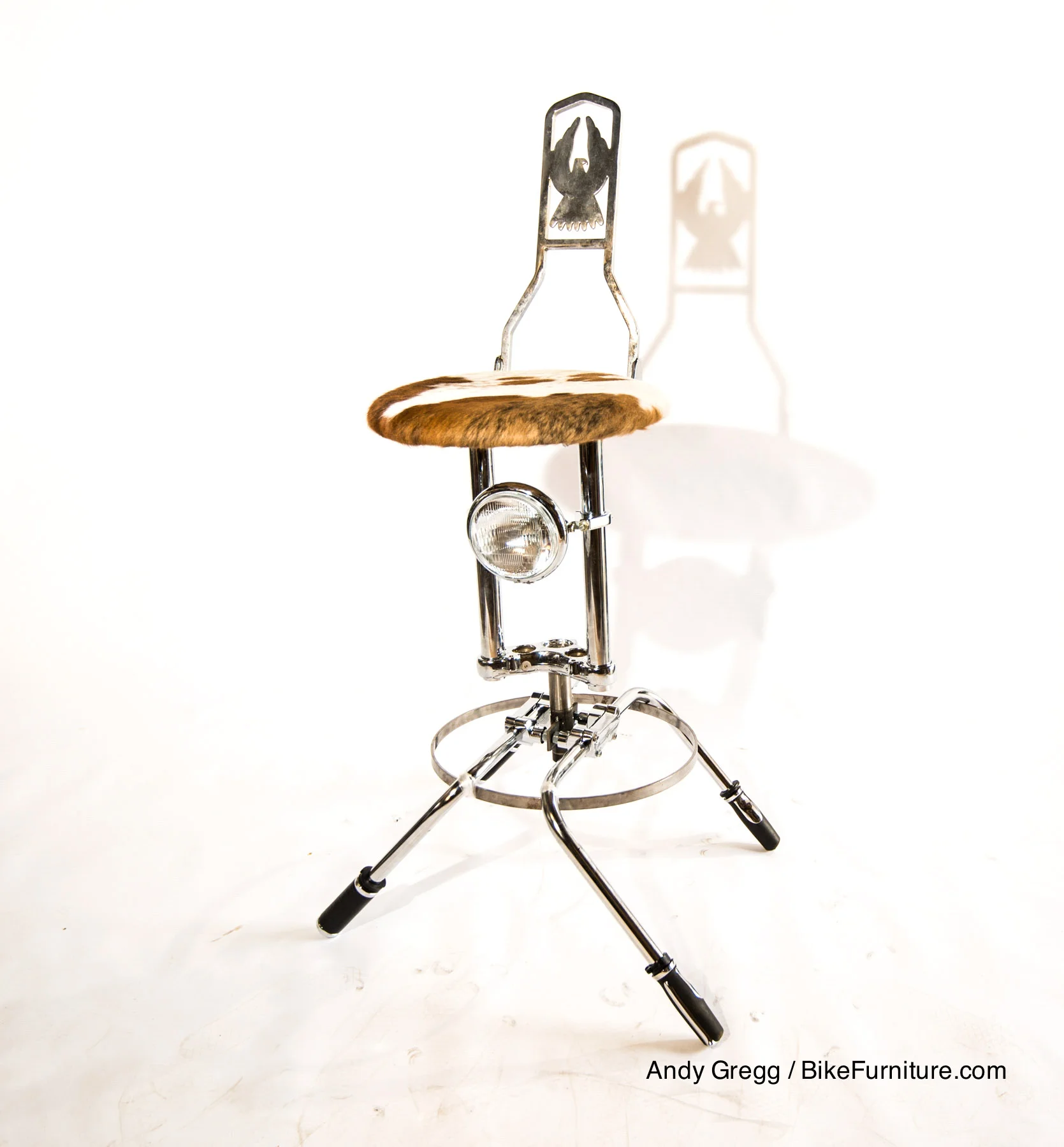 Swivel moto stool prototype - cowhide cushion
