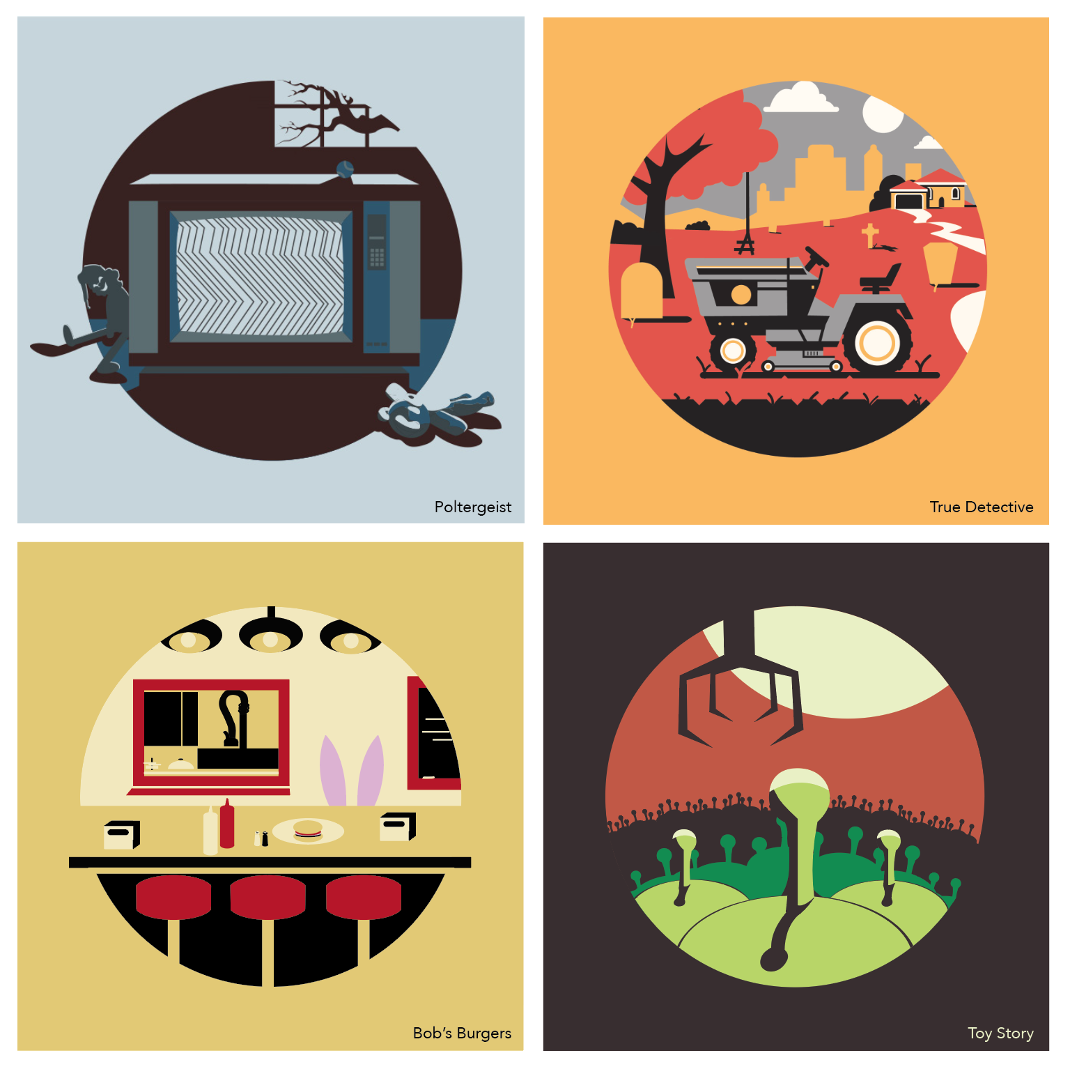 Illustrated Icon - Design an icon to include minimal visual elements necessary to identify chosen TV show or movie. (sophomore level)
