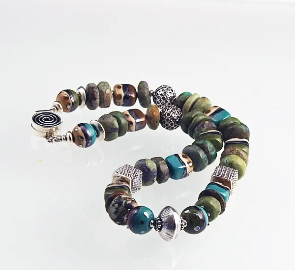 Chinese Jade Necklace w/ BiColor Beads
