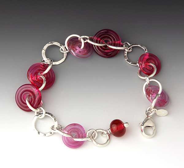 Pink Disc and Ring Bracelet