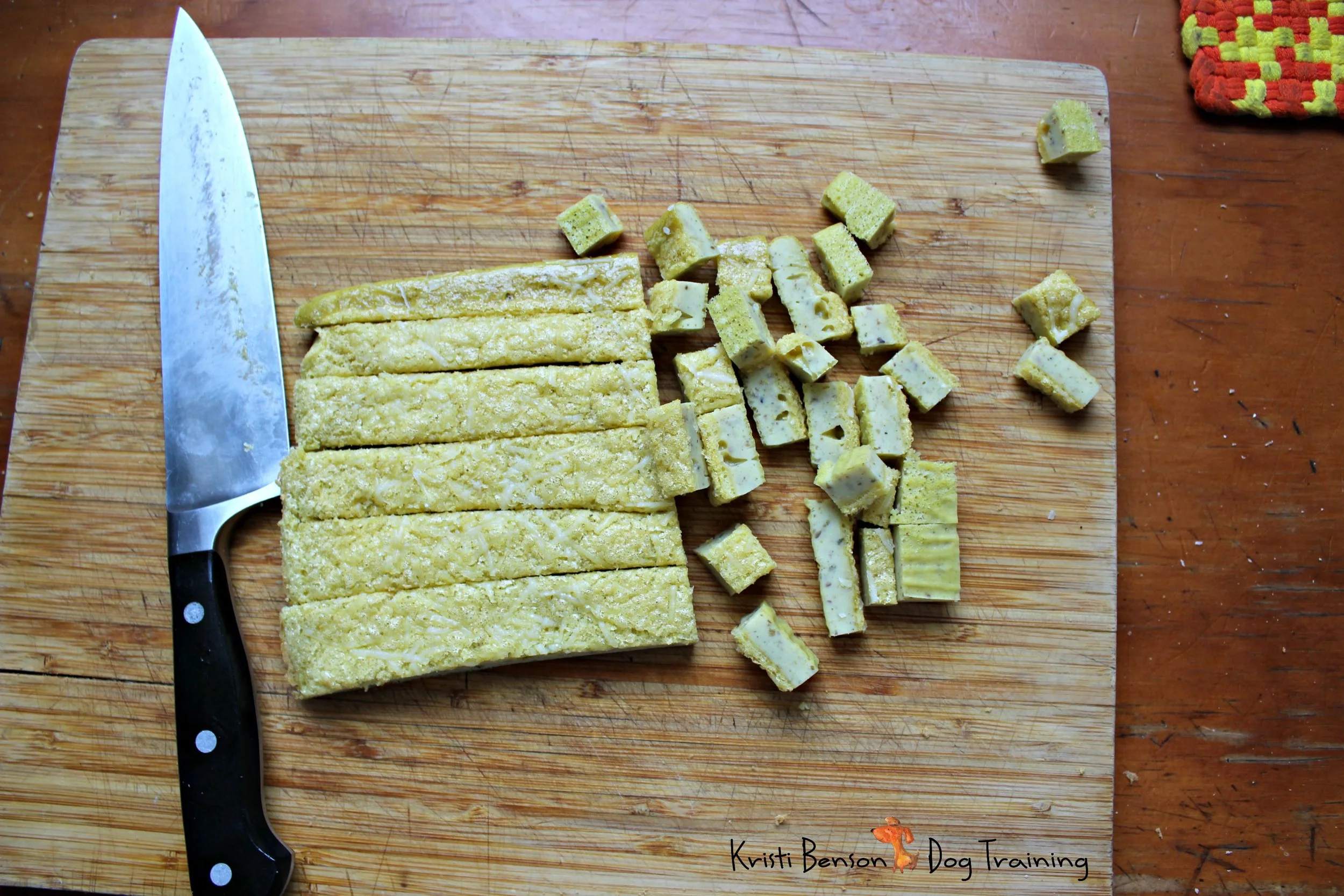 It is helpful if treats hold their shape when cut into bite-sized pieces. 