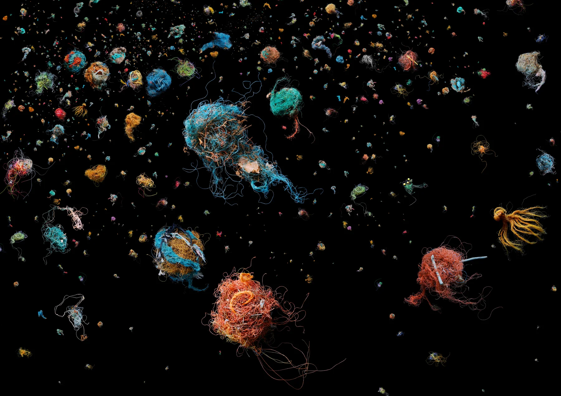 SOUP: Bird’s Nest Ingredients; discarded fishing line that have formed nest-like balls due to tidal and oceanic movement. Additives; other debris collected in its path (from ‘SOUP’ series)