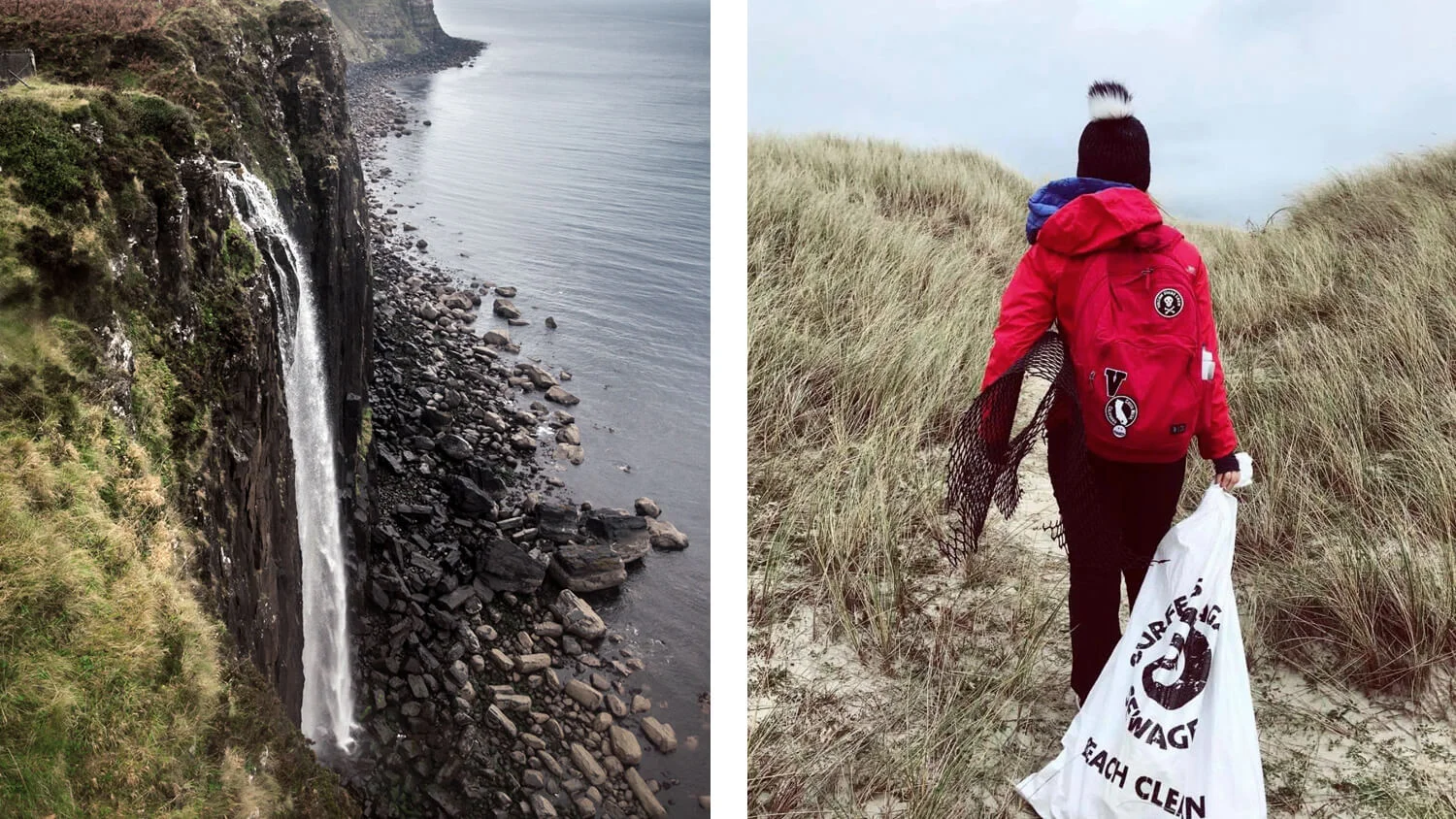 Above and header: Mealt Falls, Isle of Skye. Right: An SAS volunteer.