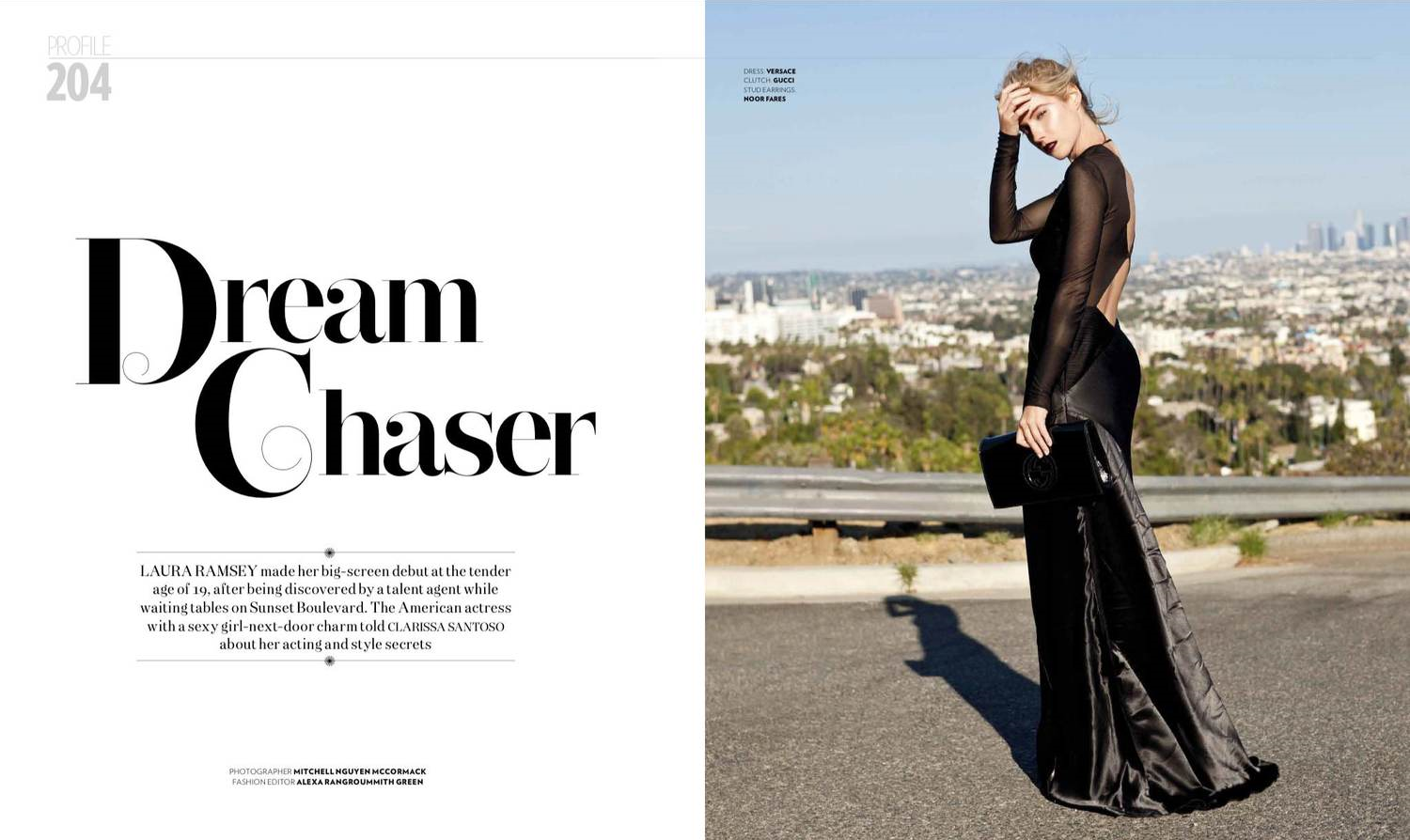  Celebrity Editorial Fashion Feature  Prestige Indonesia, September 2014  Model:  Laura Ramsey   Photographer:&nbsp; Mitchell McCormack   Fashion Editor:&nbsp; Alexa Rangroummith Green   Assistant Fashion Editor: Stephanie M. Foster 