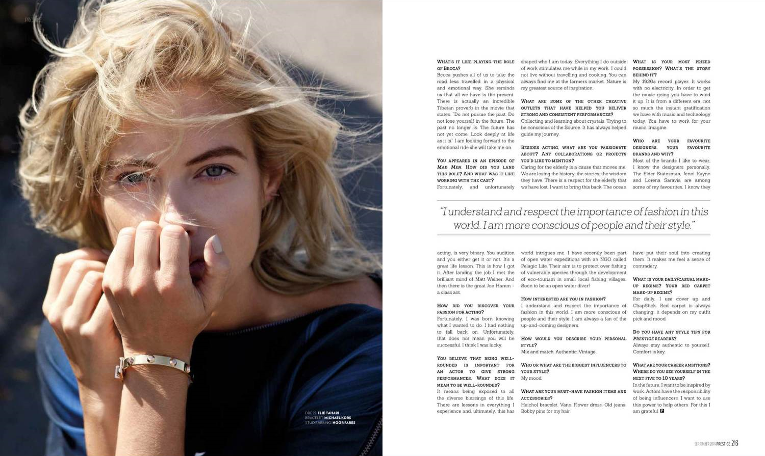  Celebrity Editorial Fashion Feature  Prestige Indonesia, September 2014  Model:&nbsp; Laura Ramsey   Photographer:&nbsp; Mitchell McCormack   Fashion Editor:&nbsp; Alexa Rangroummith Green   Assistant Fashion Editor: Stephanie M. Foster 