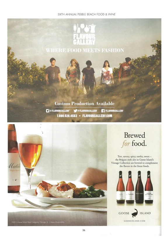 Client: Flavour Gallery // Half page ad in the Pebble Beach Food & Wine Epicure 2013 Concept, Layout, Typography, Photo Editing