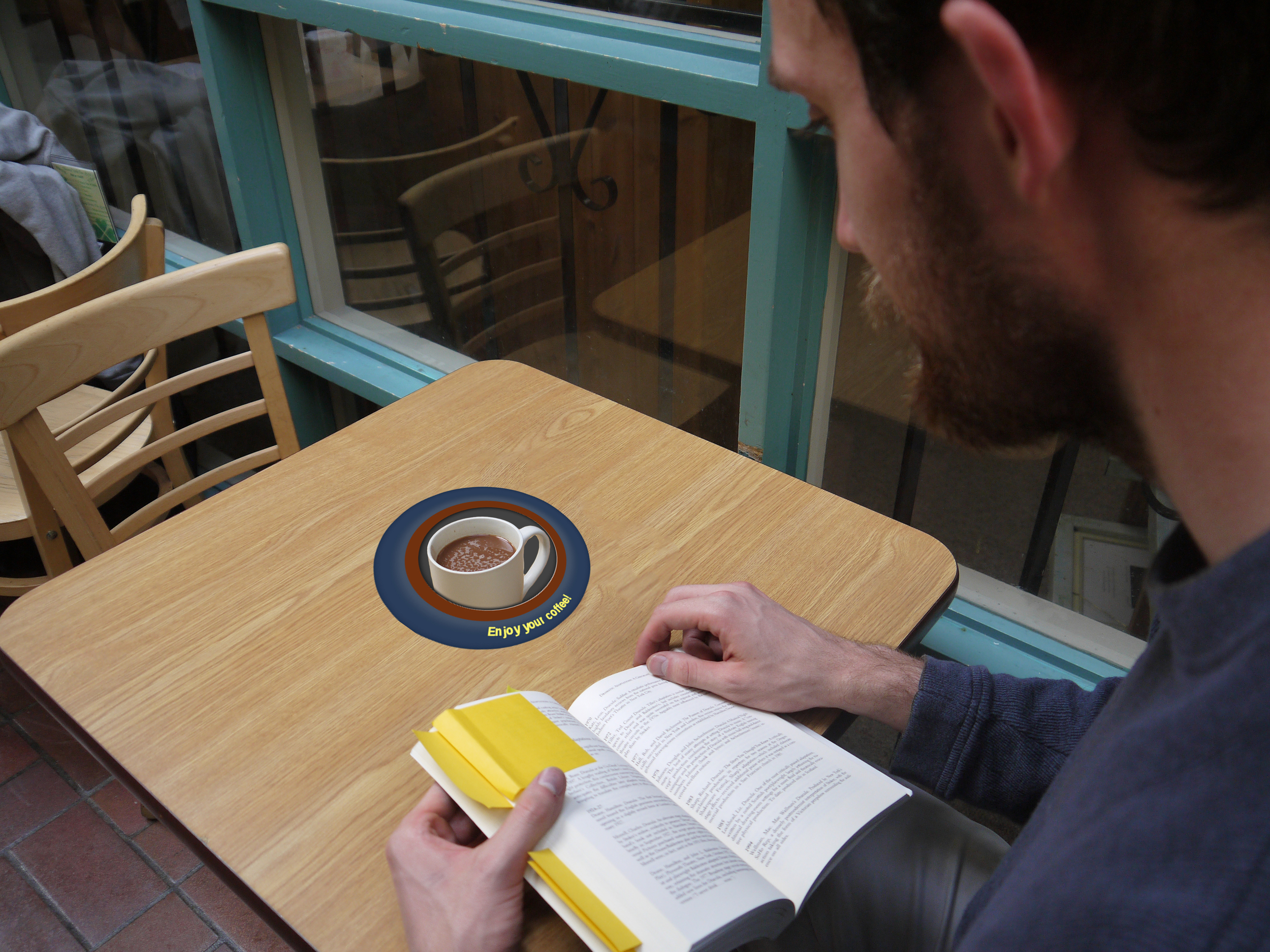 The drink is delivered directly to the table through a conveyor