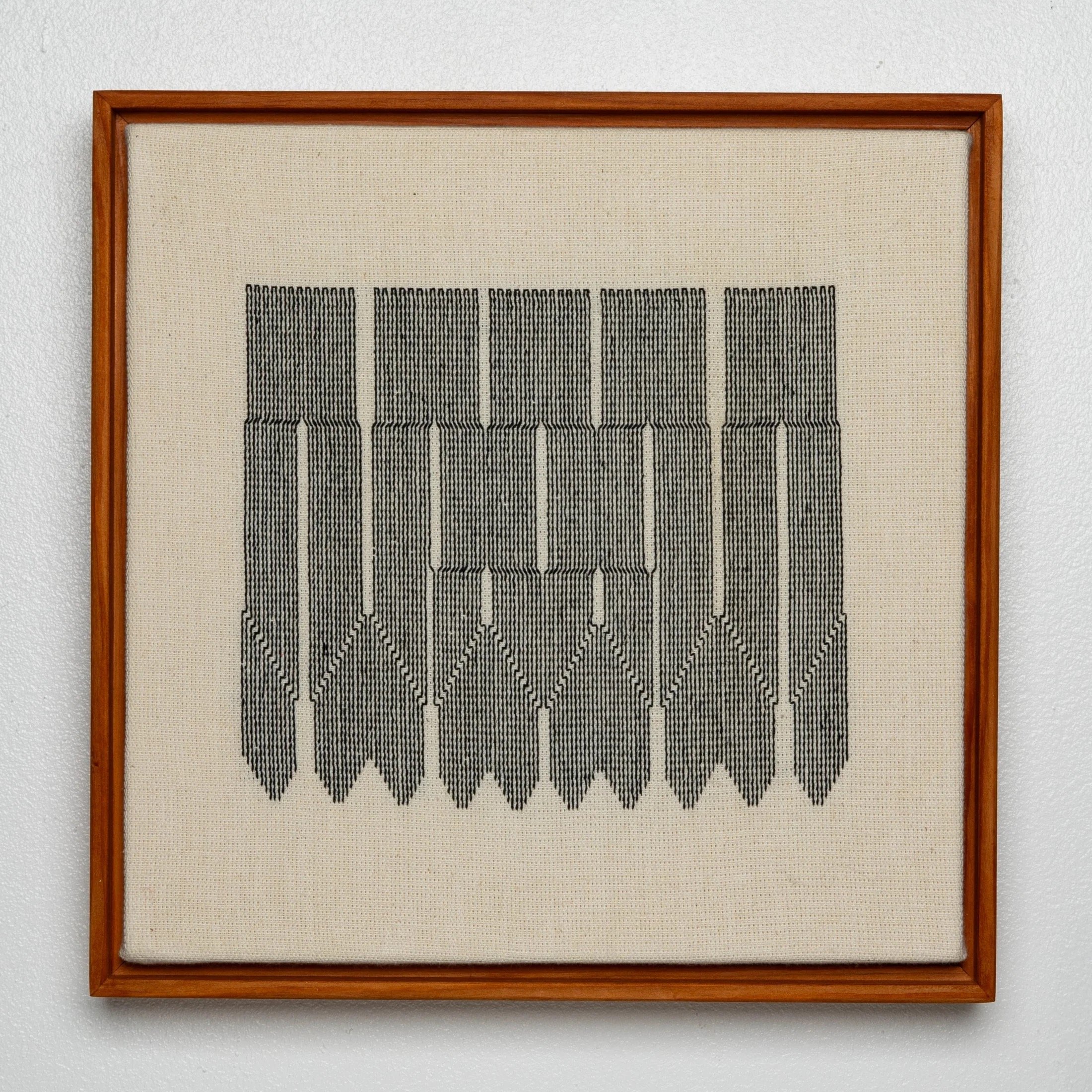 Peace Wall or Border Flag , 2017 Thread on linen 12" x 12" My design submission for the Mexico-US border is either a peace wall or a border flag.