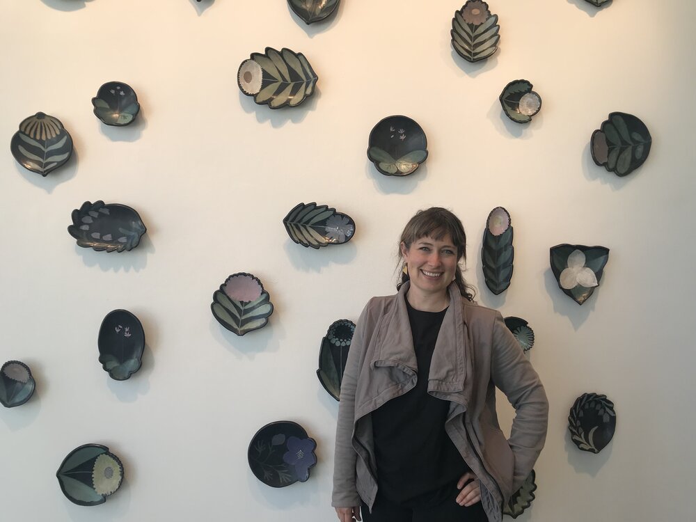 Here I am in front of my 'wallflower' wall that was part of my thesis show May 2019