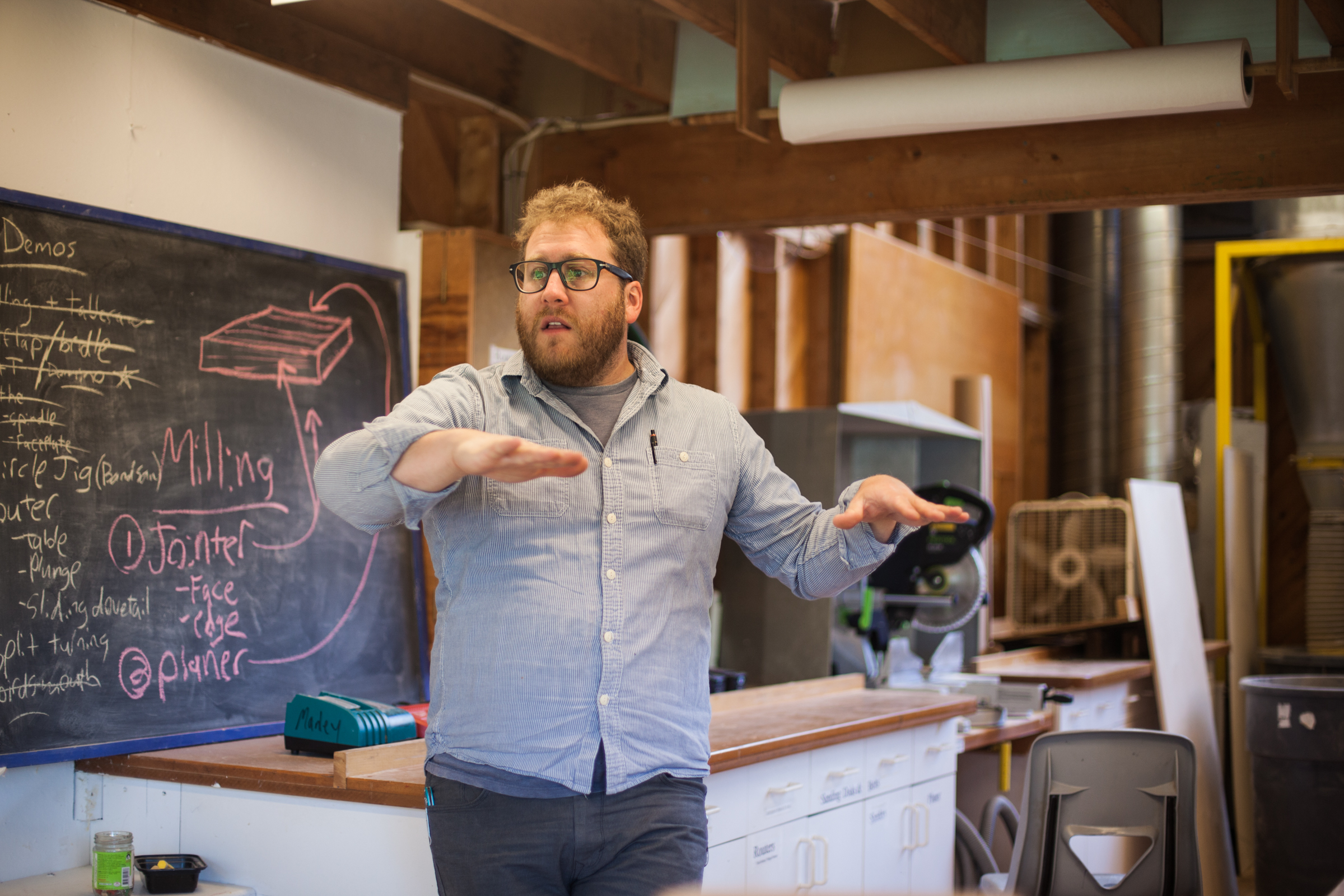 Adam John Manley instructing our class, "Re-Interpreting the Familiar Object." Haystack, 2016.