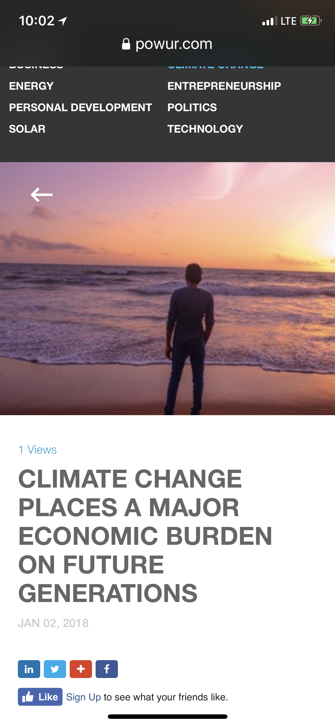 CLIMATE CHANGE PLACES A MAJOR ECONOMIC BURDEN ON FUTURE GENERATIONS