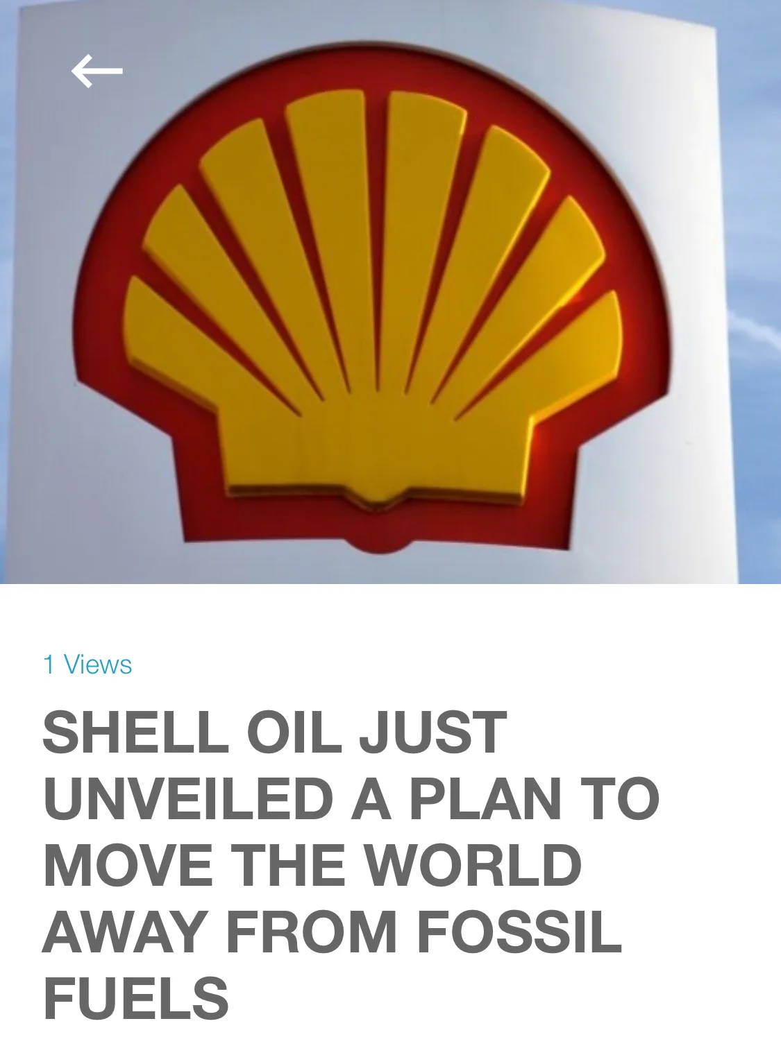 SHELL OIL JUST UNVEILED A PLAN TO MOVE THE WORLD AWAY FROM FOSSIL FUELS