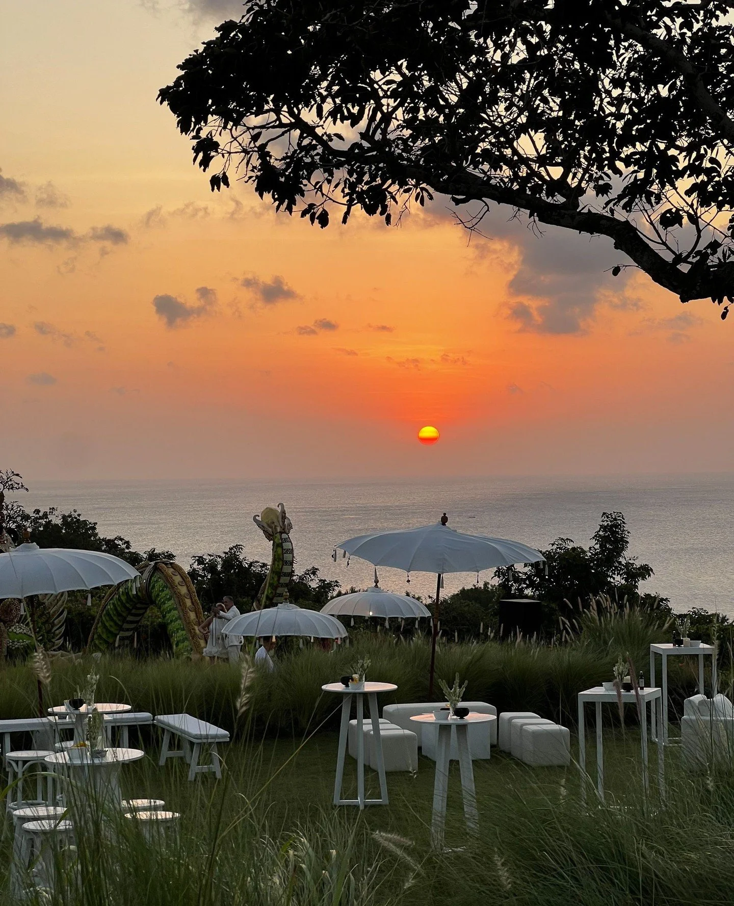 Sun dipping down, getting ready for sunset. One of the few event elements you can't control, but if you can pull it off is pure magic.