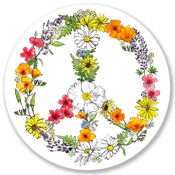 California Native Flower Peace Sign Sticker — San Francisco Mercantile