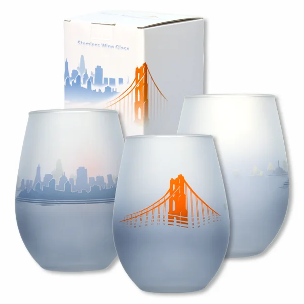 SF Fog Frosted Wine Glass  San Francisco Mercantile