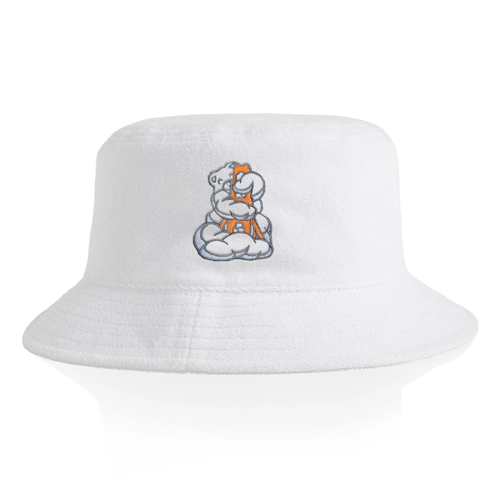 ハット THE GREATEST Heart Knit Bucket 4FK1151 Bucket Hat, White Terrycloth, Embroidered with Karl the Fog