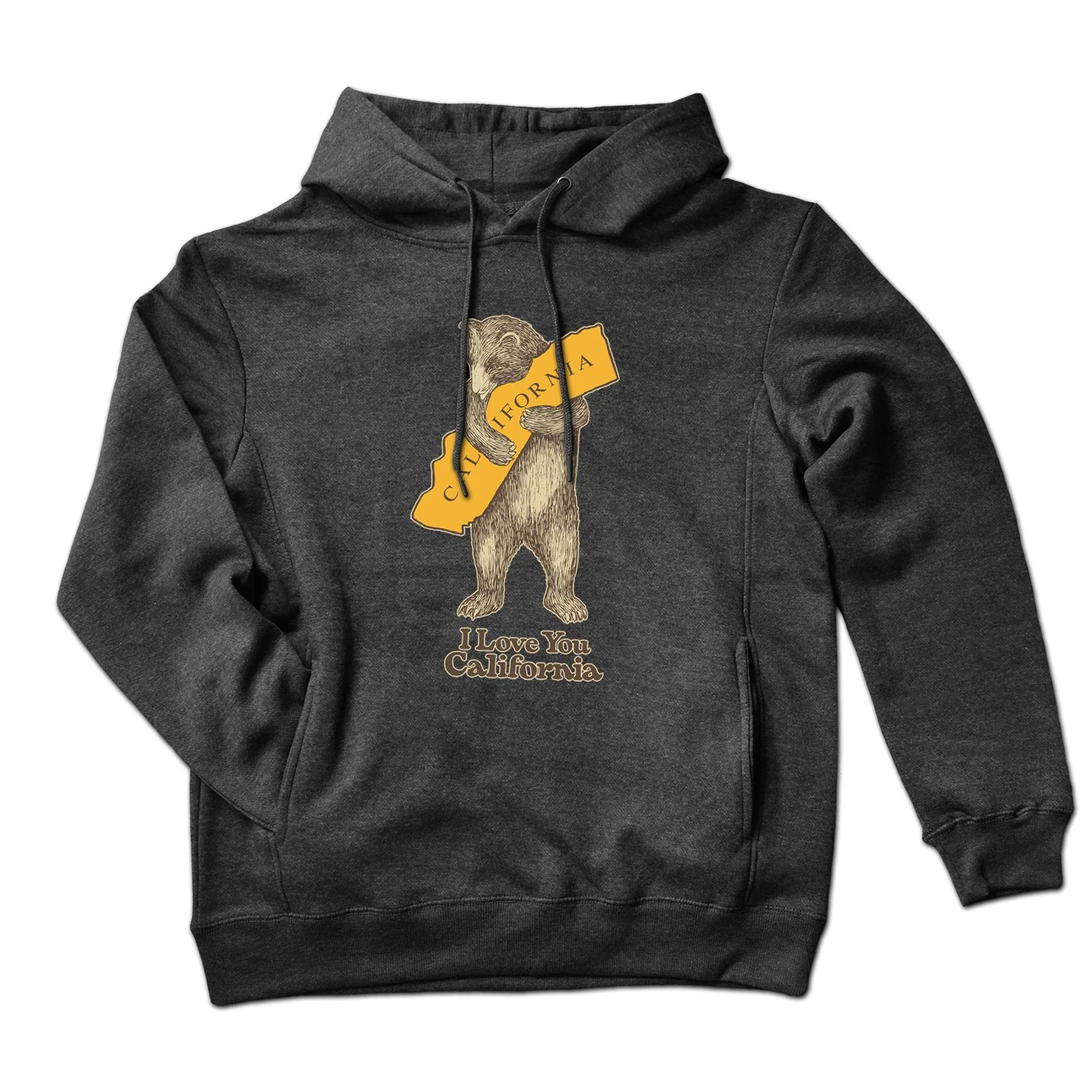 California Bear Hug Charcoal Pullover Fleece Hoodie