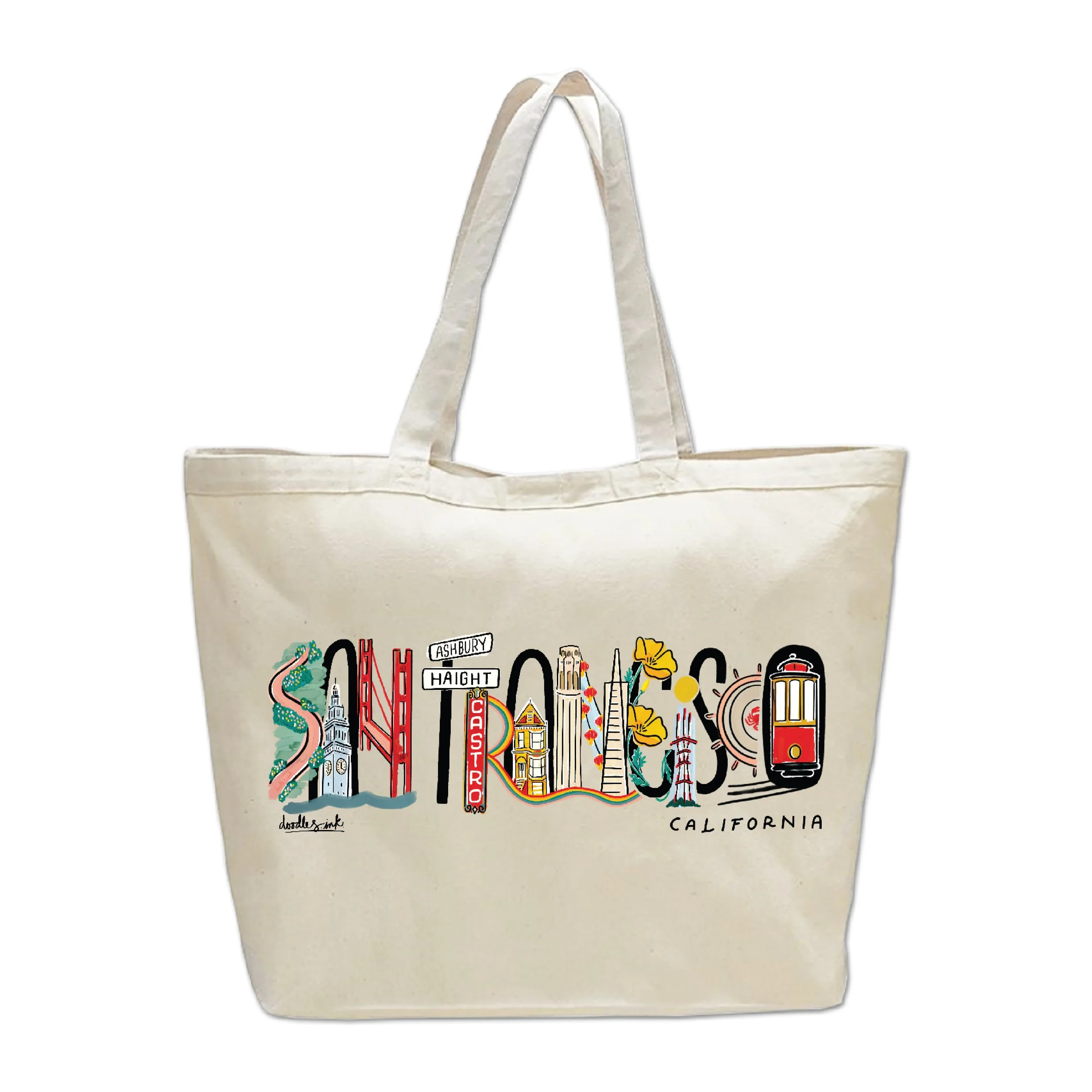 San Francisco Landmark Lettering  Beach Bag