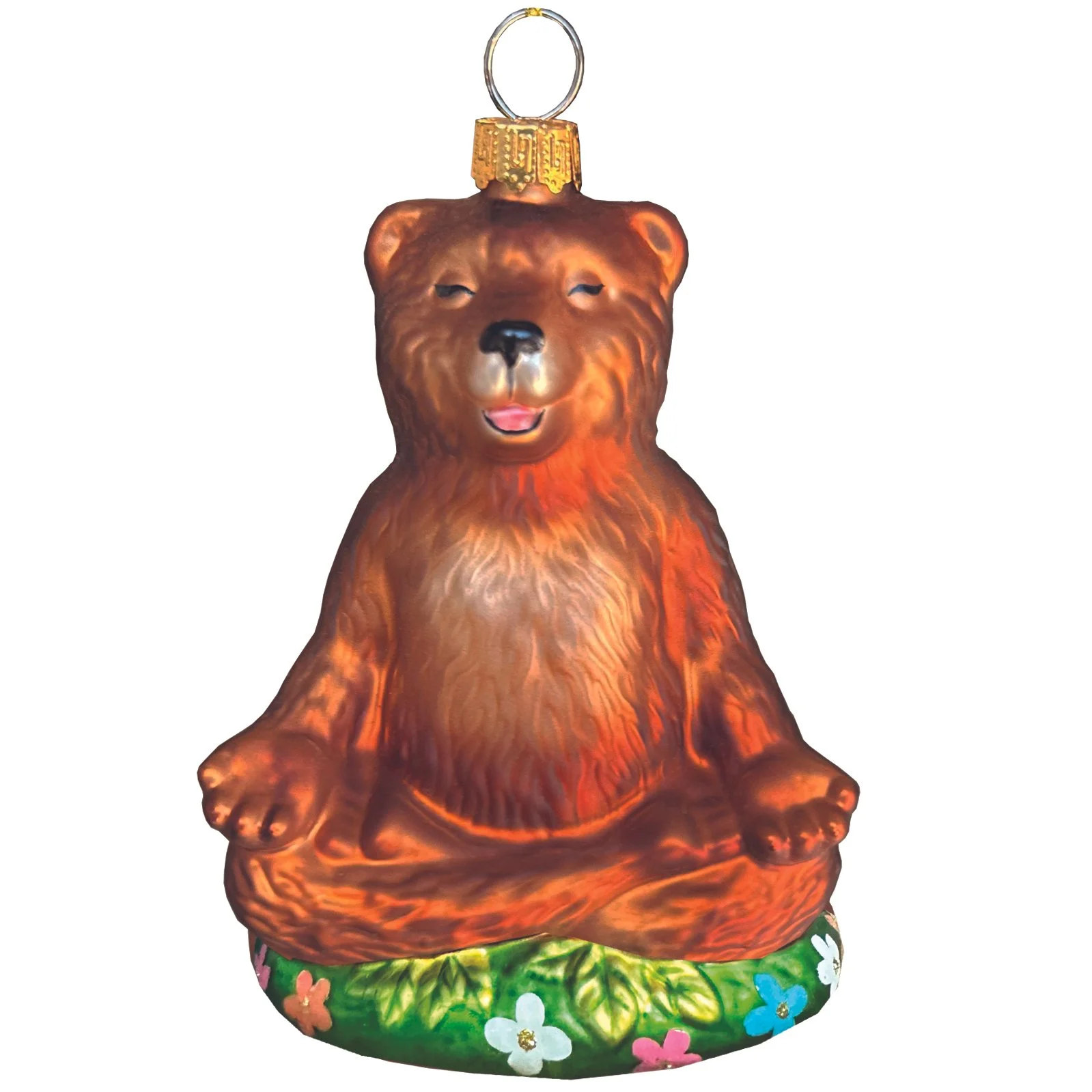 Zen Bear Glass Ornament