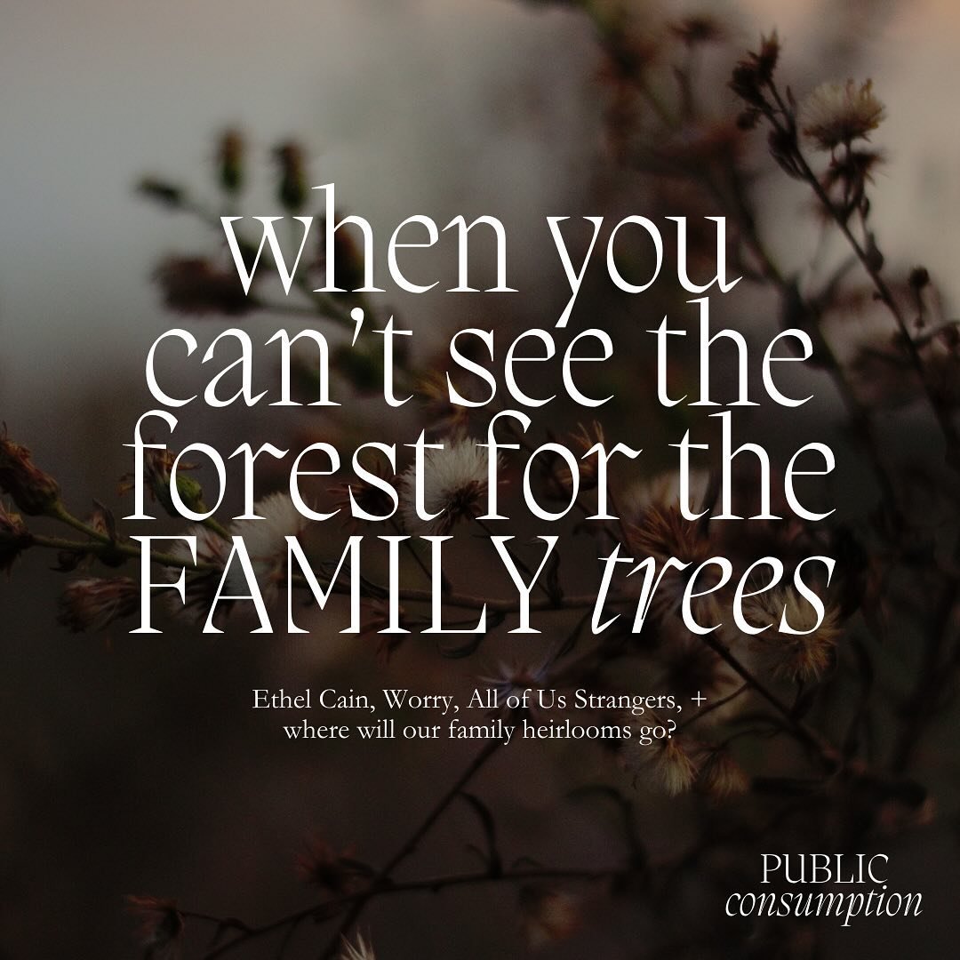 this week in public consumption, we climb some family trees. I didn&rsquo;t mean to make this post so thematic, but here we are. ft Ethel Cain, All of Us Strangers, Worry, and some musings about my own family, most specifically the way different gene