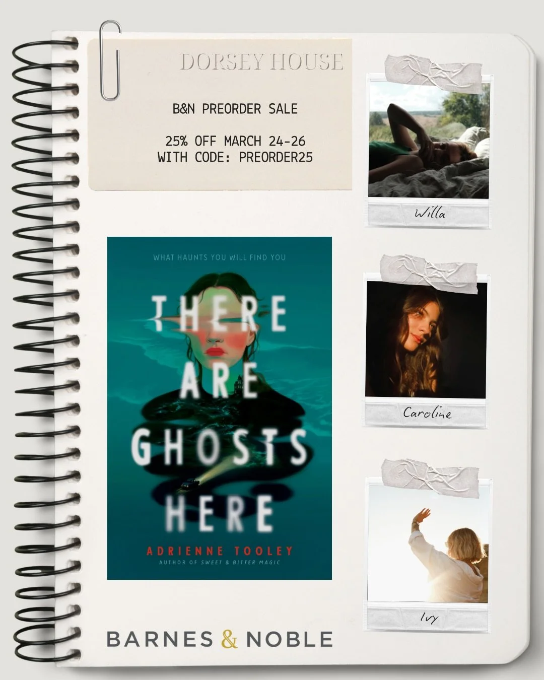 it&rsquo;s that time of year! swipe to see what the main characters of THERE ARE GHOSTS HERE have on their TBRs 

🌊🕯️🏚️🌙📝

Willa Childs doesn&rsquo;t know why she&rsquo;s at Dorsey House. The tragic accident that banished her to the mysterious r