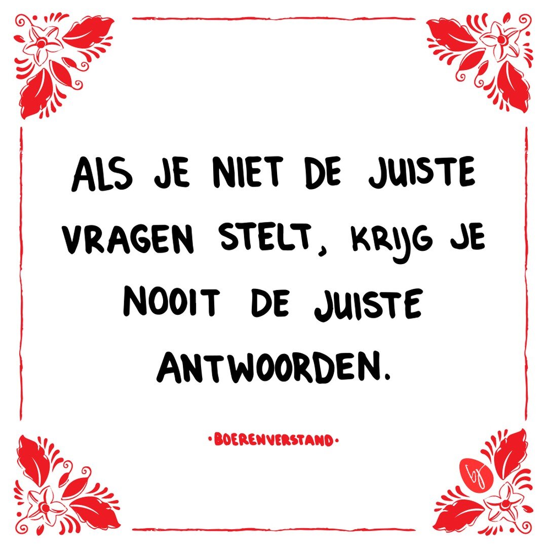 BOERENVERSTAND! ❓ Als je niet de juiste vragen stelt, krijg je nooit de juiste antwoorden.

#boerenjongens #bj #communicatiebureau #boerenmeisjes #rotterdam #design #designbureau #creative #creatief #vragen #antwoorden #durftevragen #boerenverstand