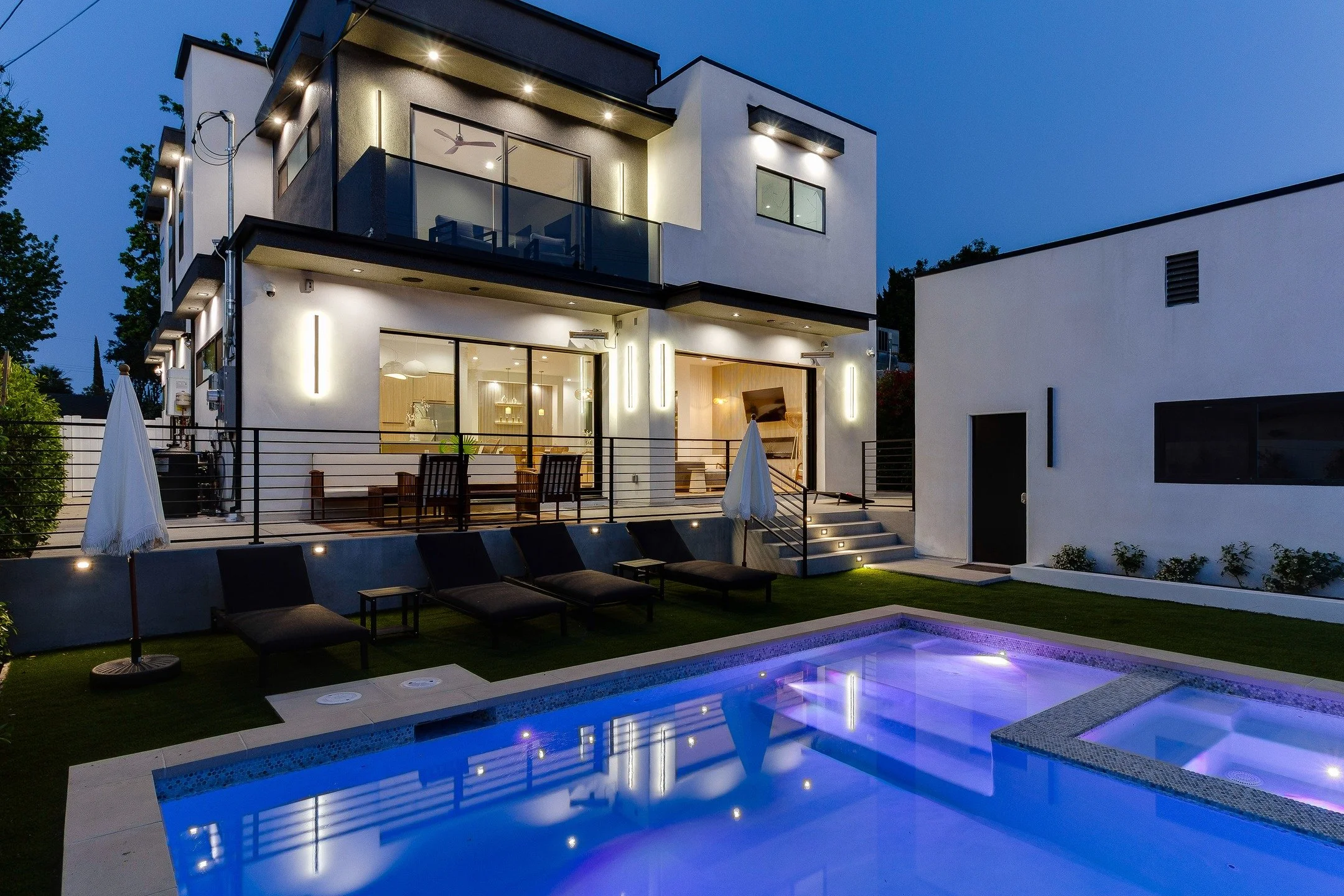 New Construction in Southern California - #newconstruction #socal #socalliving #meticulous #designinspiration #design #poolhome #smarthome #customhomes #twilight #realestatephotography #acmestudiosla
