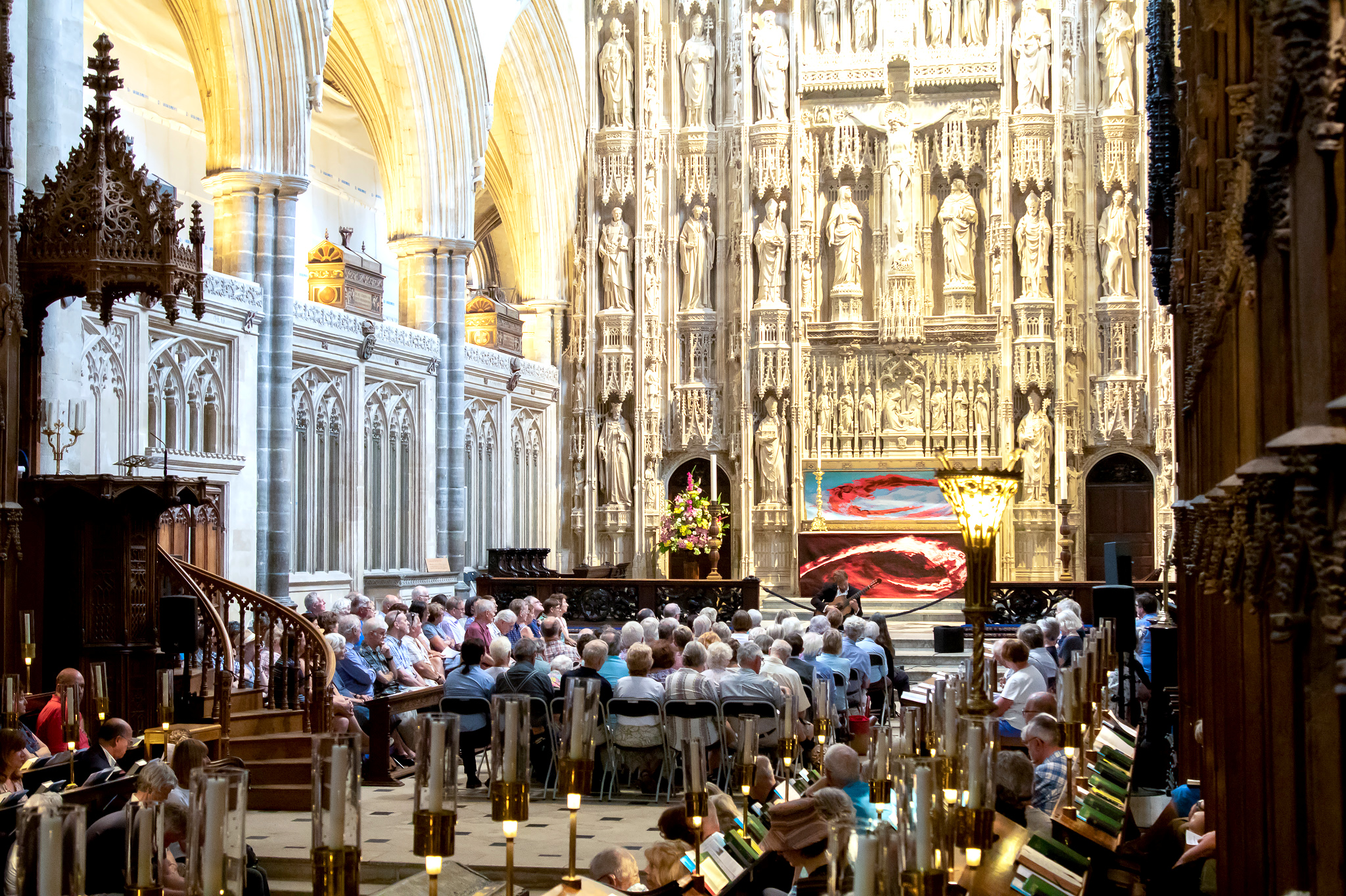 Performing at Winchester Cathedral, August 2018 (Photo by Tervor Morecraft)